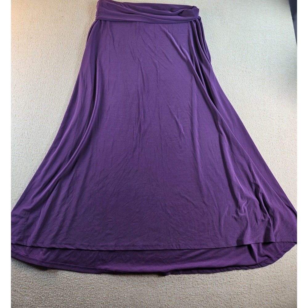LuLaRoe Women's Maxi Skirt XL Purple Solid Stretch Foldover Waist